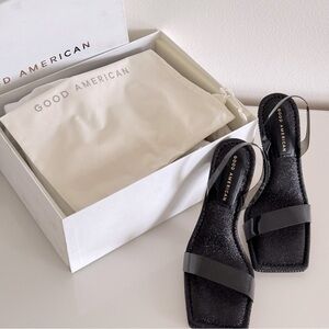 NEW! Good American Heels, Size 9, Sparkling Black with Crystals